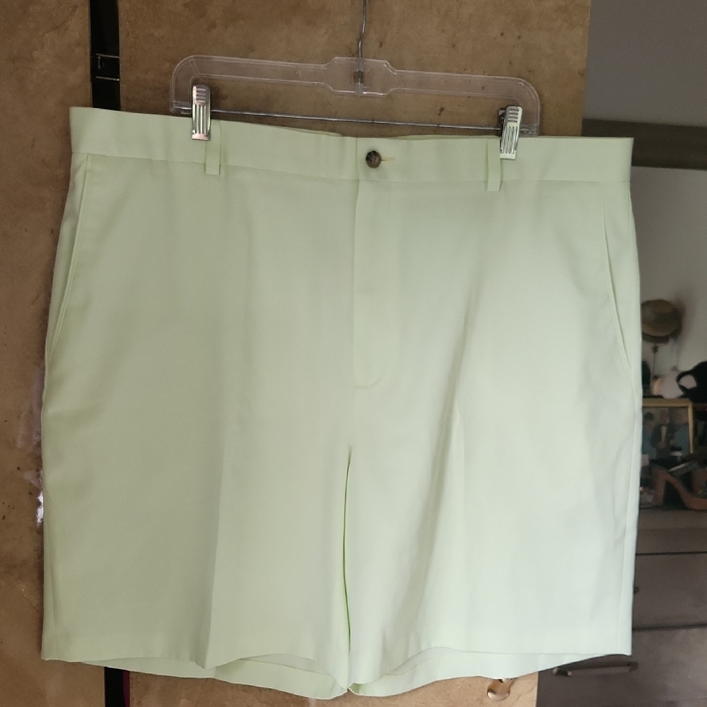 SALE ! -EUC-MEN'S Light Green Flat Front Shorts with Structured Fabric
